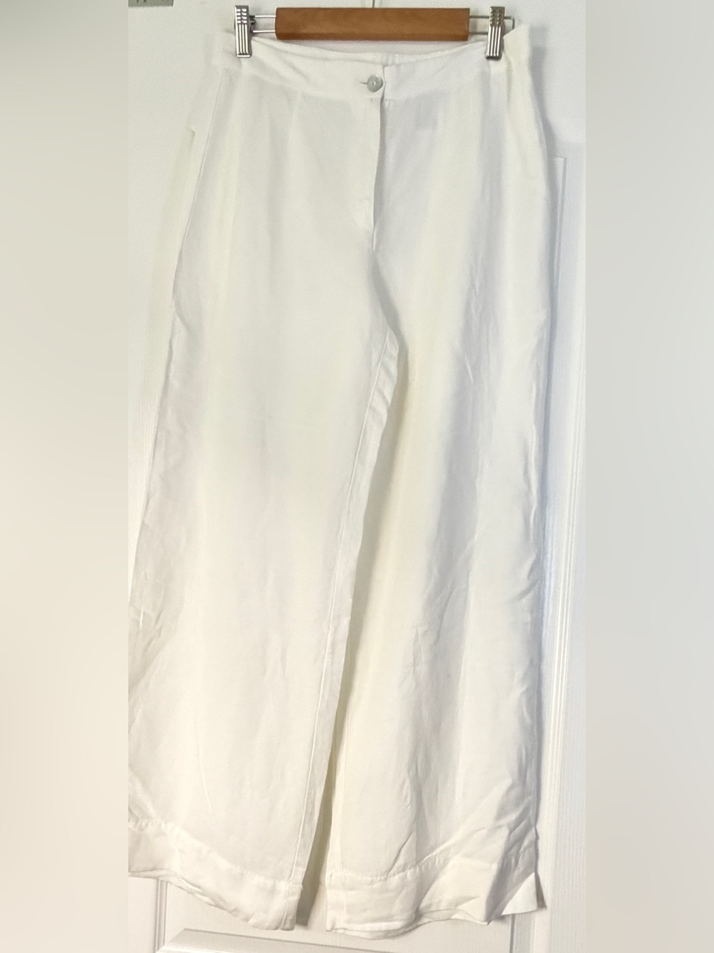 H&M White Linen Blend Wide Leg Pants High Rise Trousers Women’s Size 6